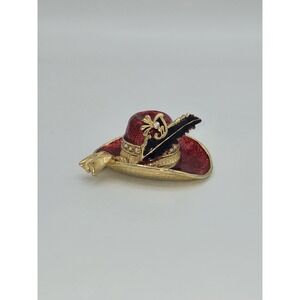 Red‎ Hat Society Cloisonne Red Hat Purple Feather Treasure Box